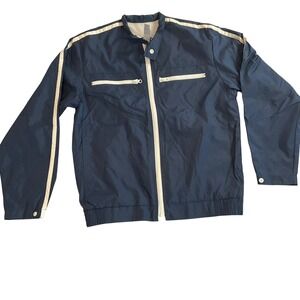 Old Navy Mens Navy Blue Windbreaker Jacket White Stripe Size‎ S Small